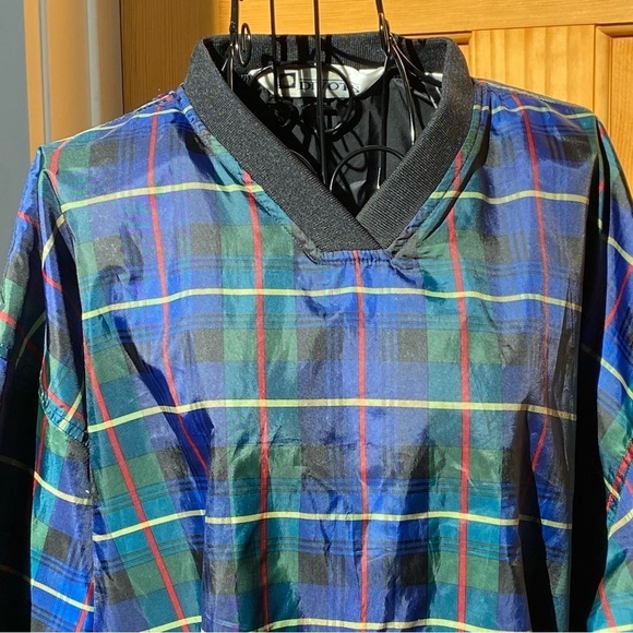 Lady Divots Tartan Plaid V-neck Golf Pullover Windbreaker Size Large - Picture 3 of 12